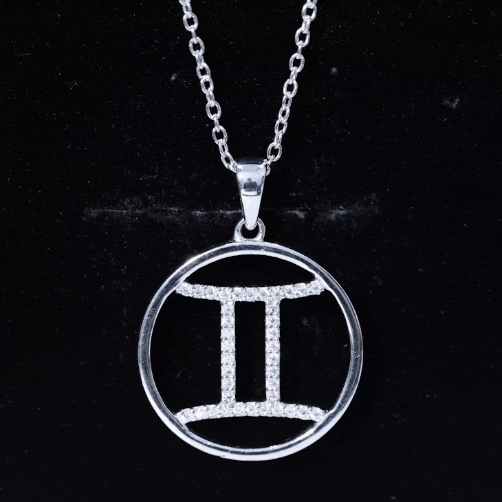 Certified Moissanite Gemini Zodiac Sign Pendant Necklace D-VS1 - Rosec Jewels