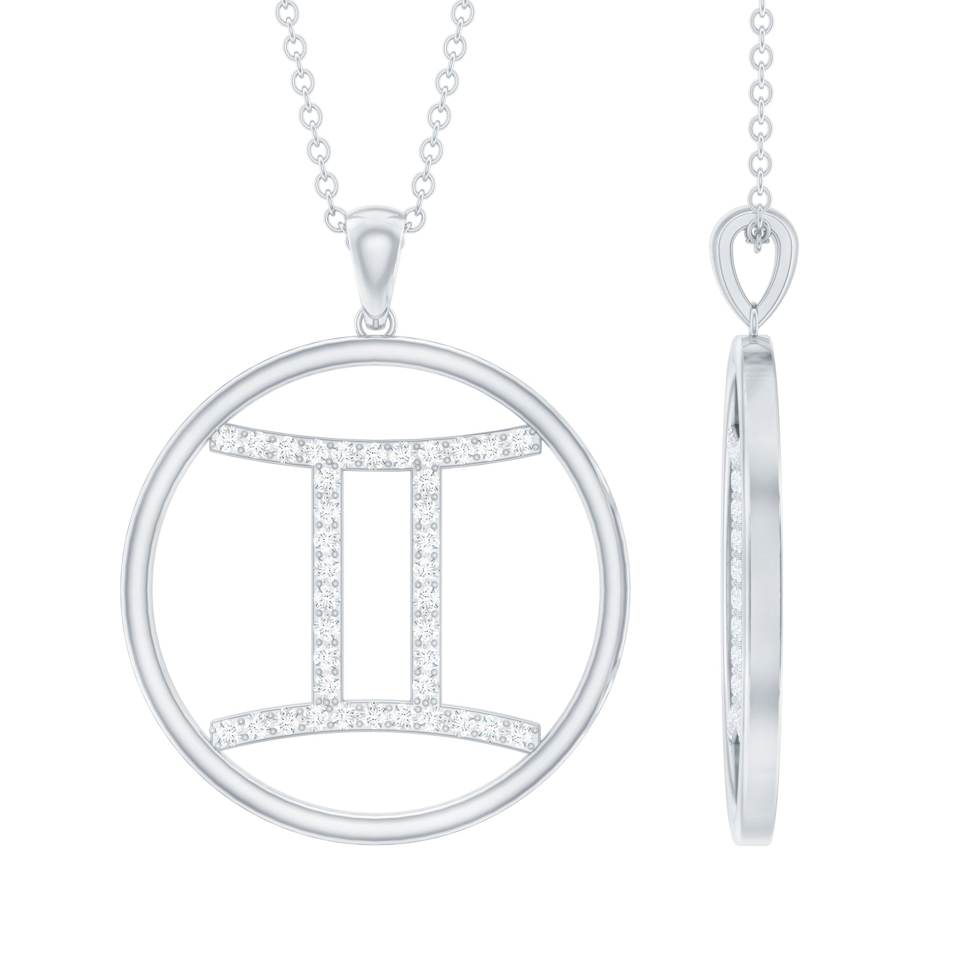 Certified Moissanite Gemini Zodiac Sign Pendant Necklace D-VS1 - Rosec Jewels