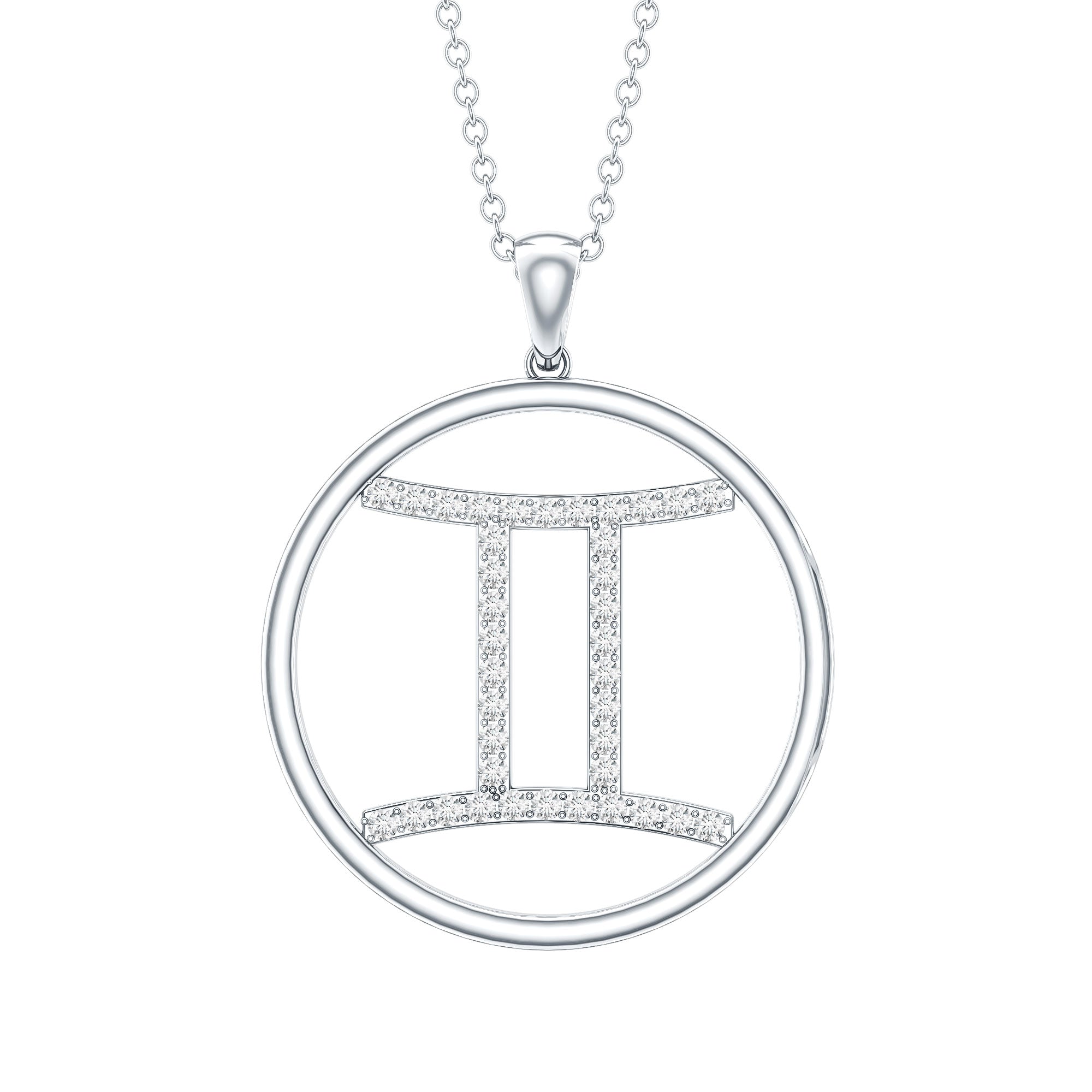 Certified Moissanite Gemini Zodiac Sign Pendant Necklace D-VS1 - Rosec Jewels
