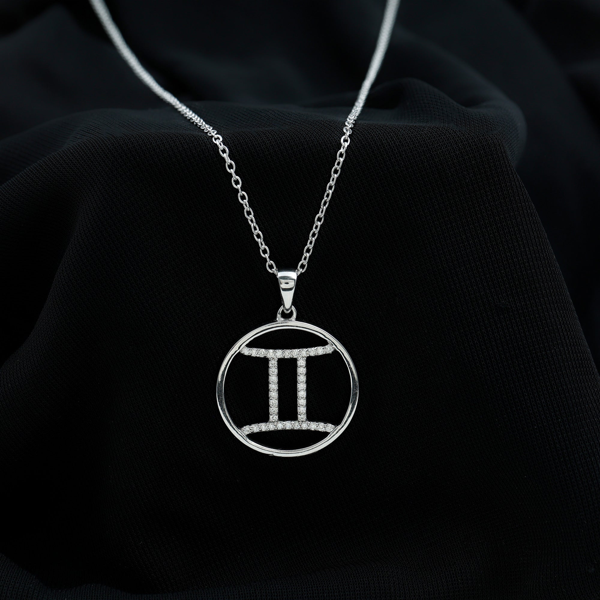 Certified Moissanite Gemini Zodiac Sign Pendant Necklace D-VS1 - Rosec Jewels
