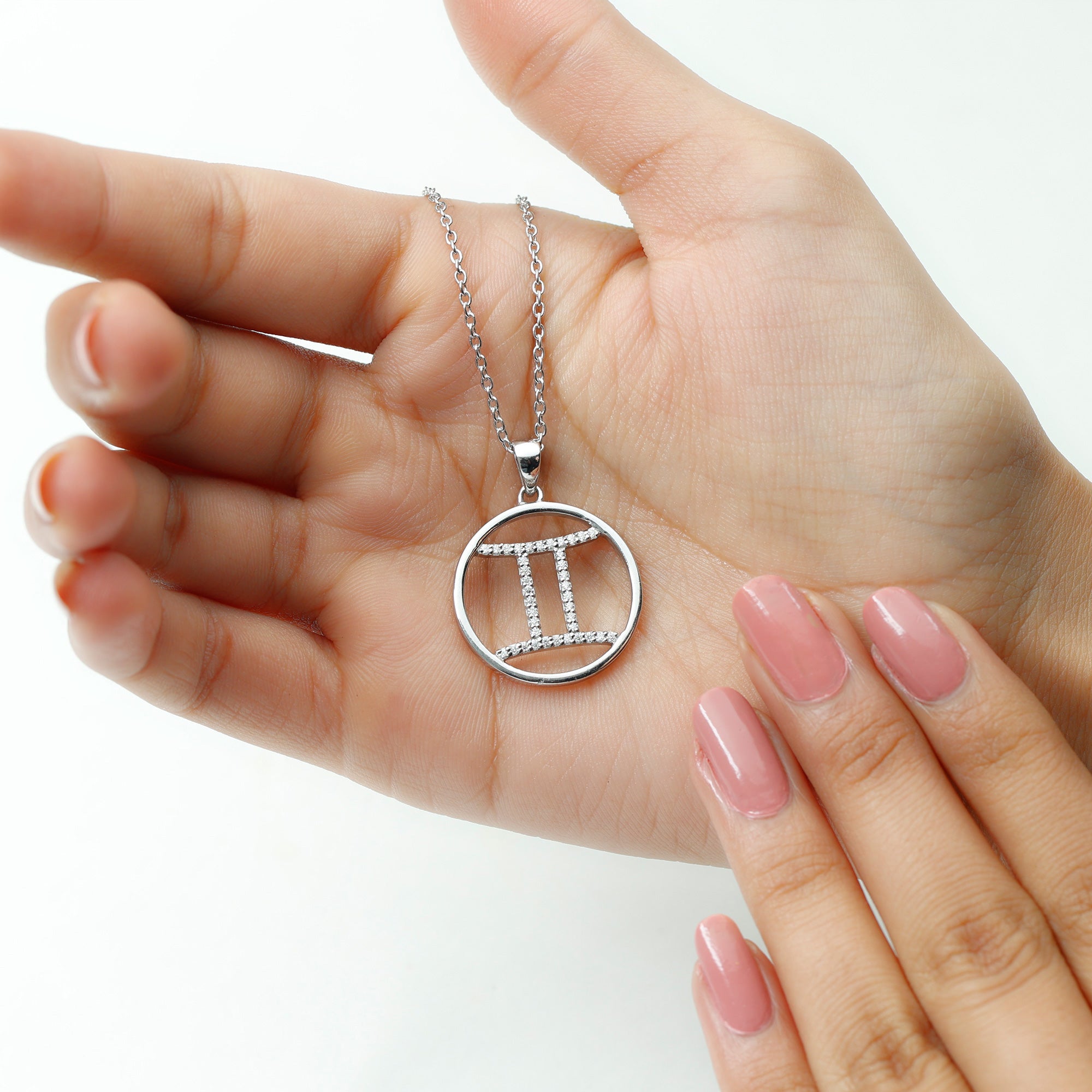 Certified Moissanite Gemini Zodiac Sign Pendant Necklace D-VS1 - Rosec Jewels