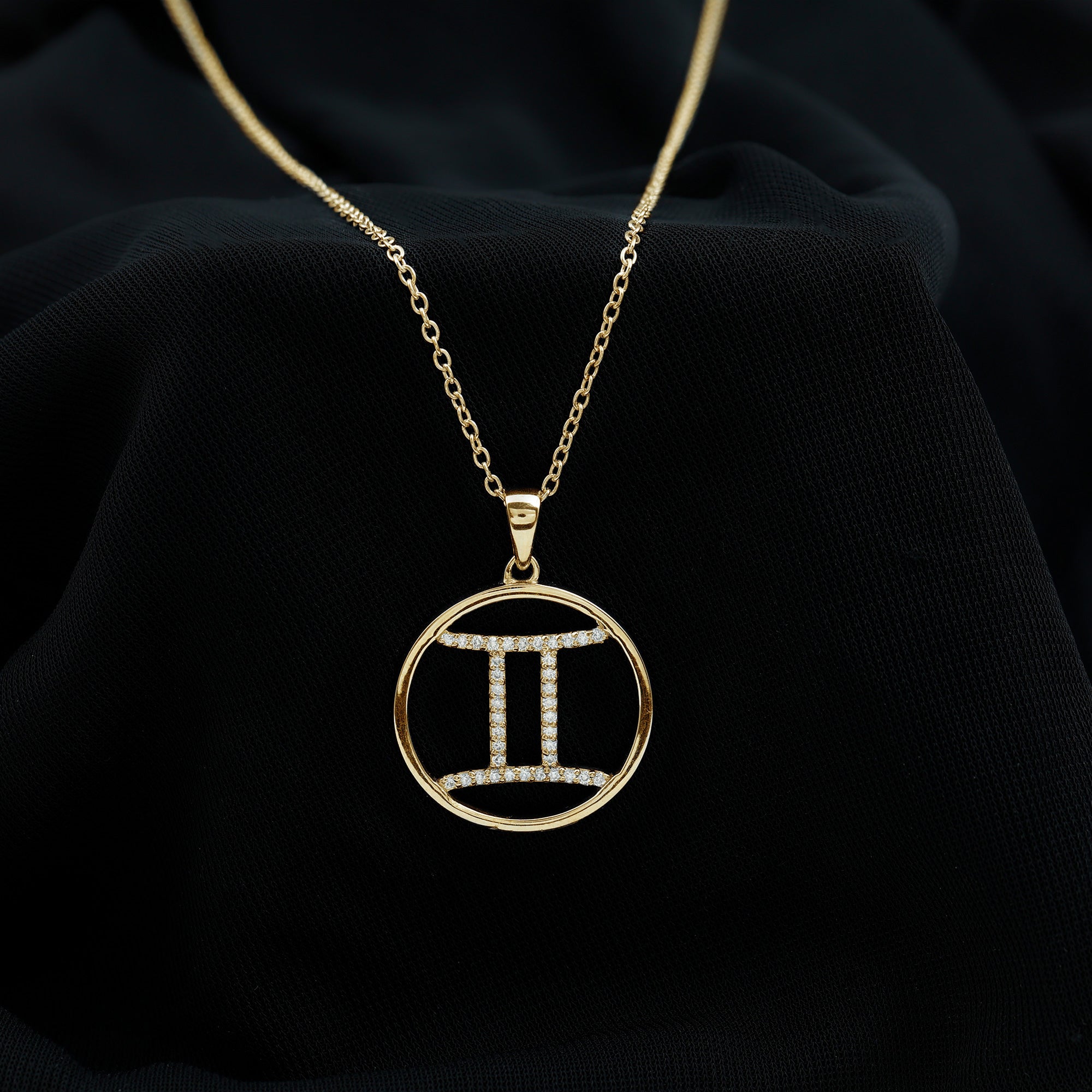 Certified Moissanite Gemini Zodiac Sign Pendant Necklace D-VS1 - Rosec Jewels