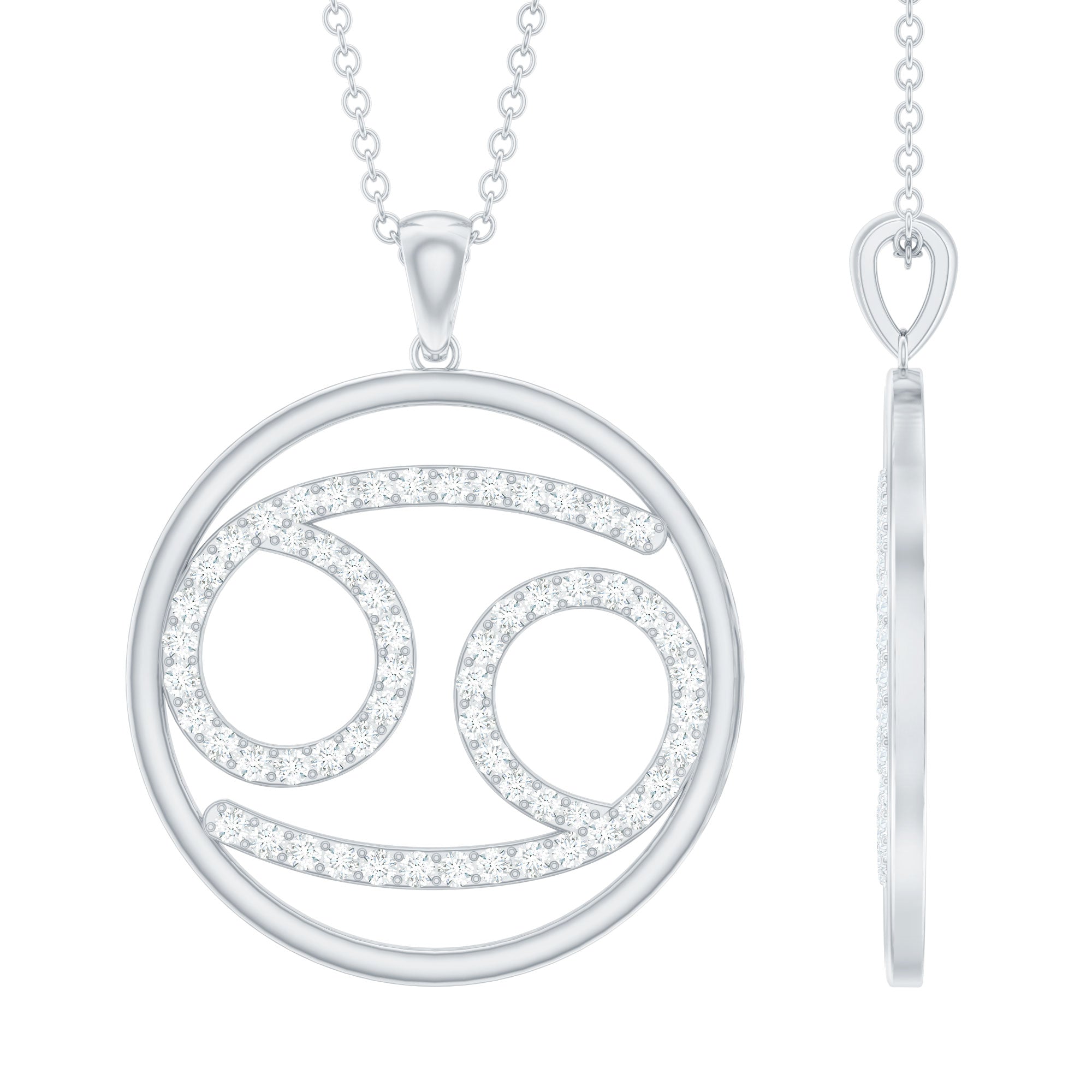 Certified Moissanite Cancer Zodiac Sign Necklace D-VS1 - Rosec Jewels