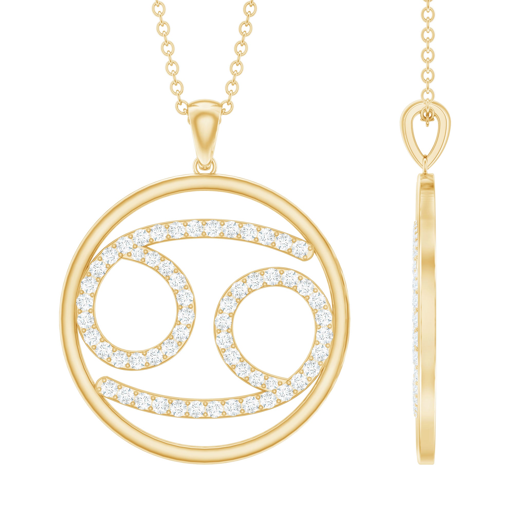 Certified Moissanite Cancer Zodiac Sign Necklace D-VS1 - Rosec Jewels