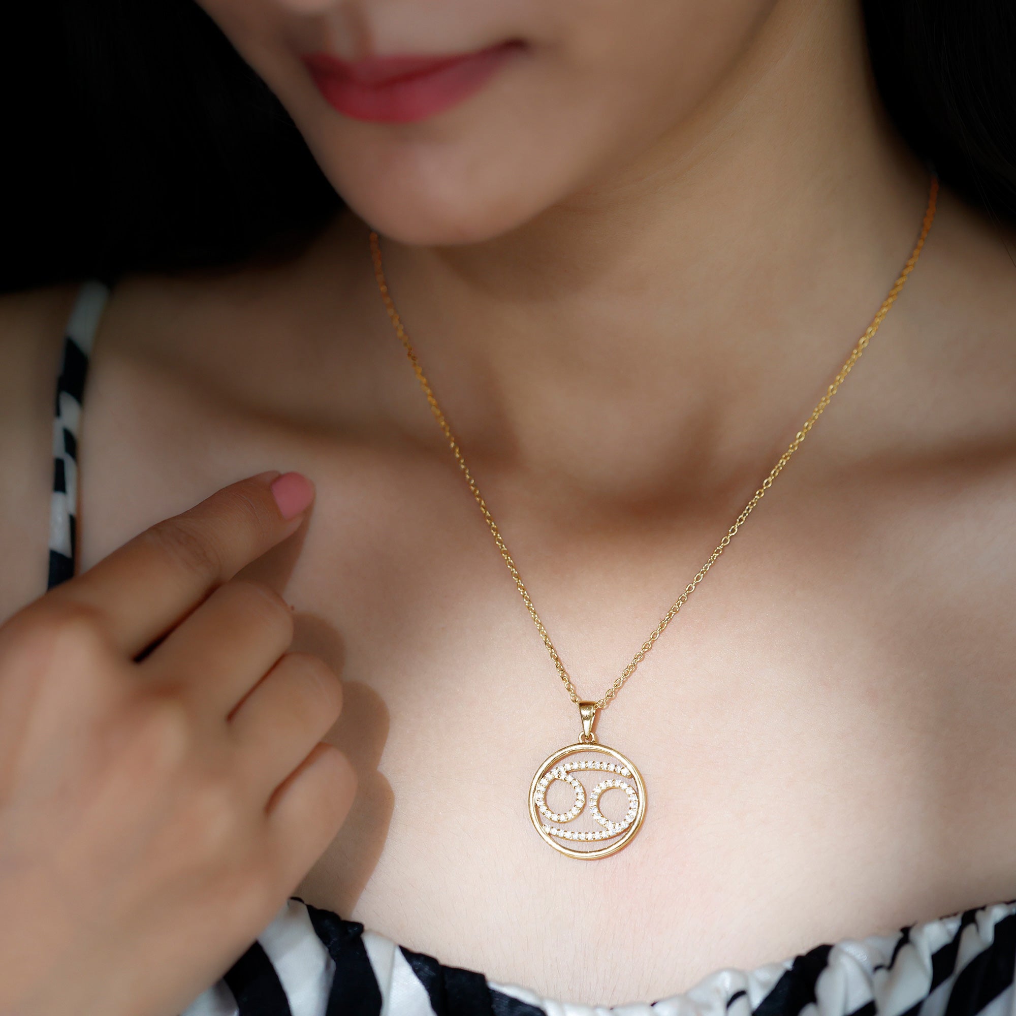 Certified Moissanite Cancer Zodiac Sign Necklace D-VS1 - Rosec Jewels
