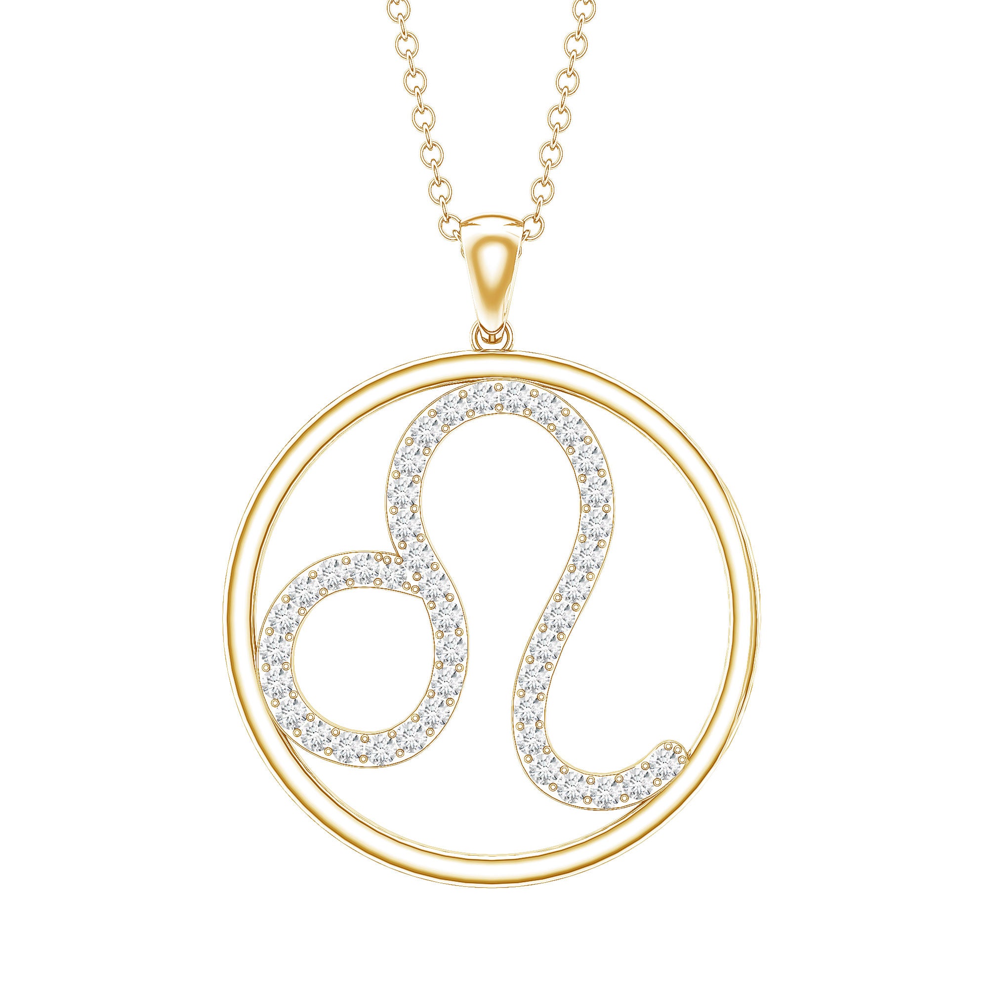 Certified Moissanite Leo Zodiac Sign Necklace D-VS1 - Rosec Jewels