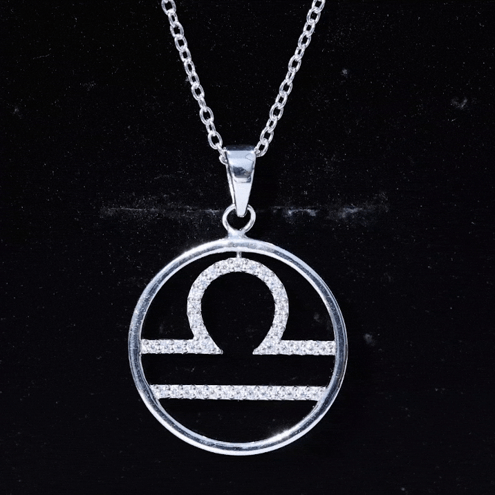 Certified Moissanite Libra Zodiac Sign Pendant Necklace D-VS1 - Rosec Jewels