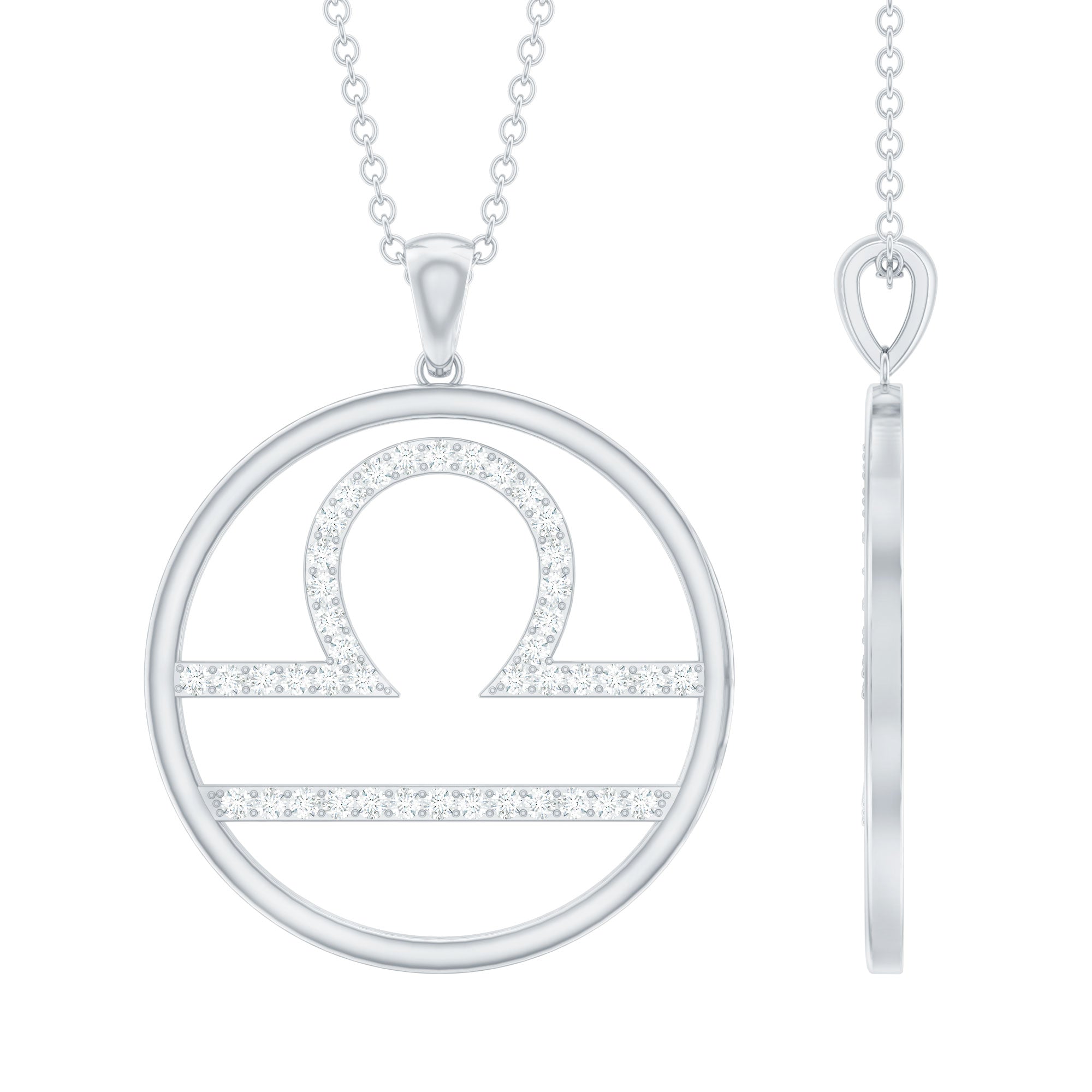 Certified Moissanite Libra Zodiac Sign Pendant Necklace D-VS1 - Rosec Jewels