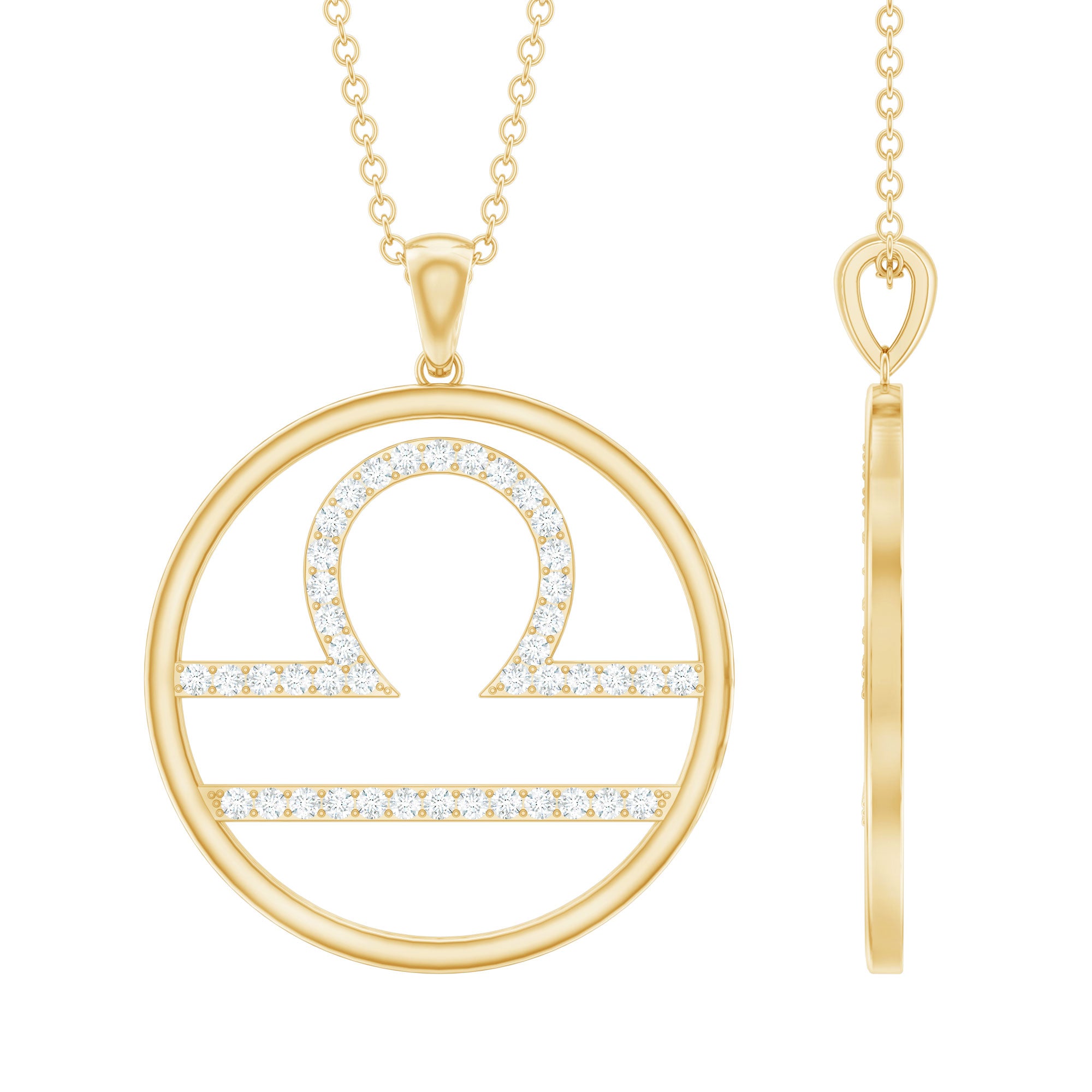 Certified Moissanite Libra Zodiac Sign Pendant Necklace D-VS1 - Rosec Jewels