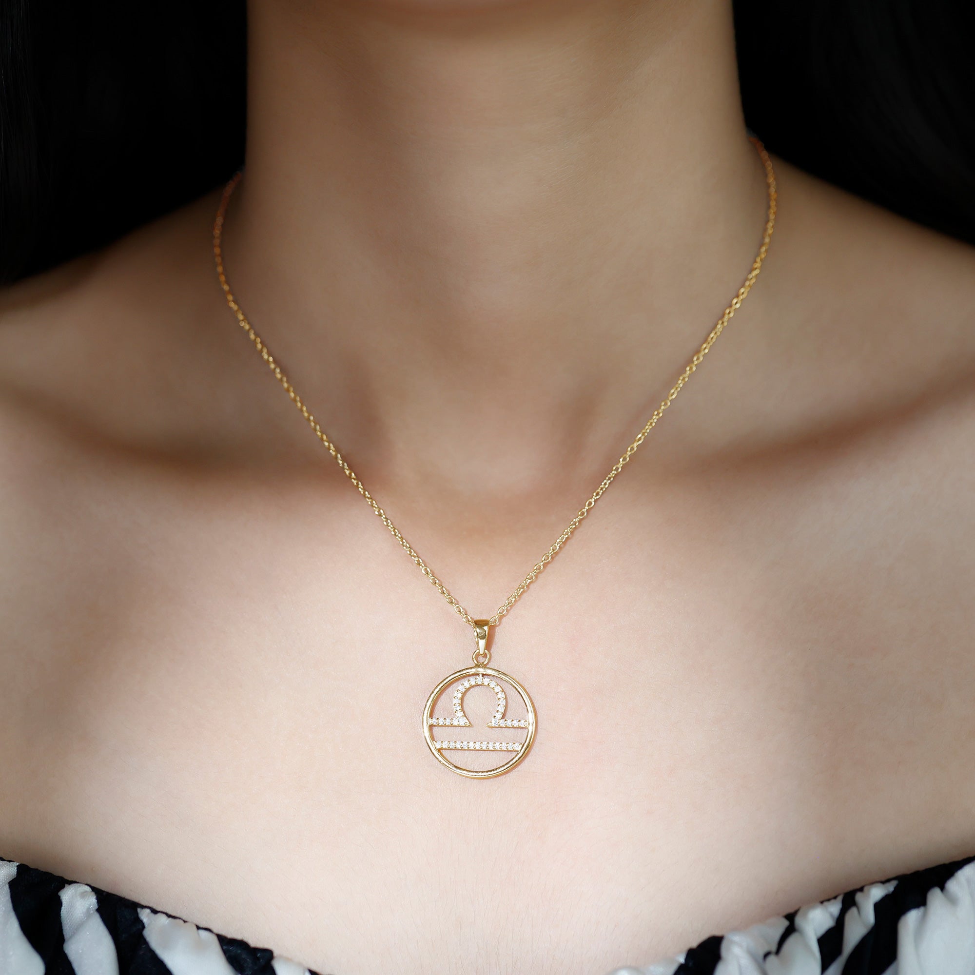 Certified Moissanite Libra Zodiac Sign Pendant Necklace D-VS1 - Rosec Jewels