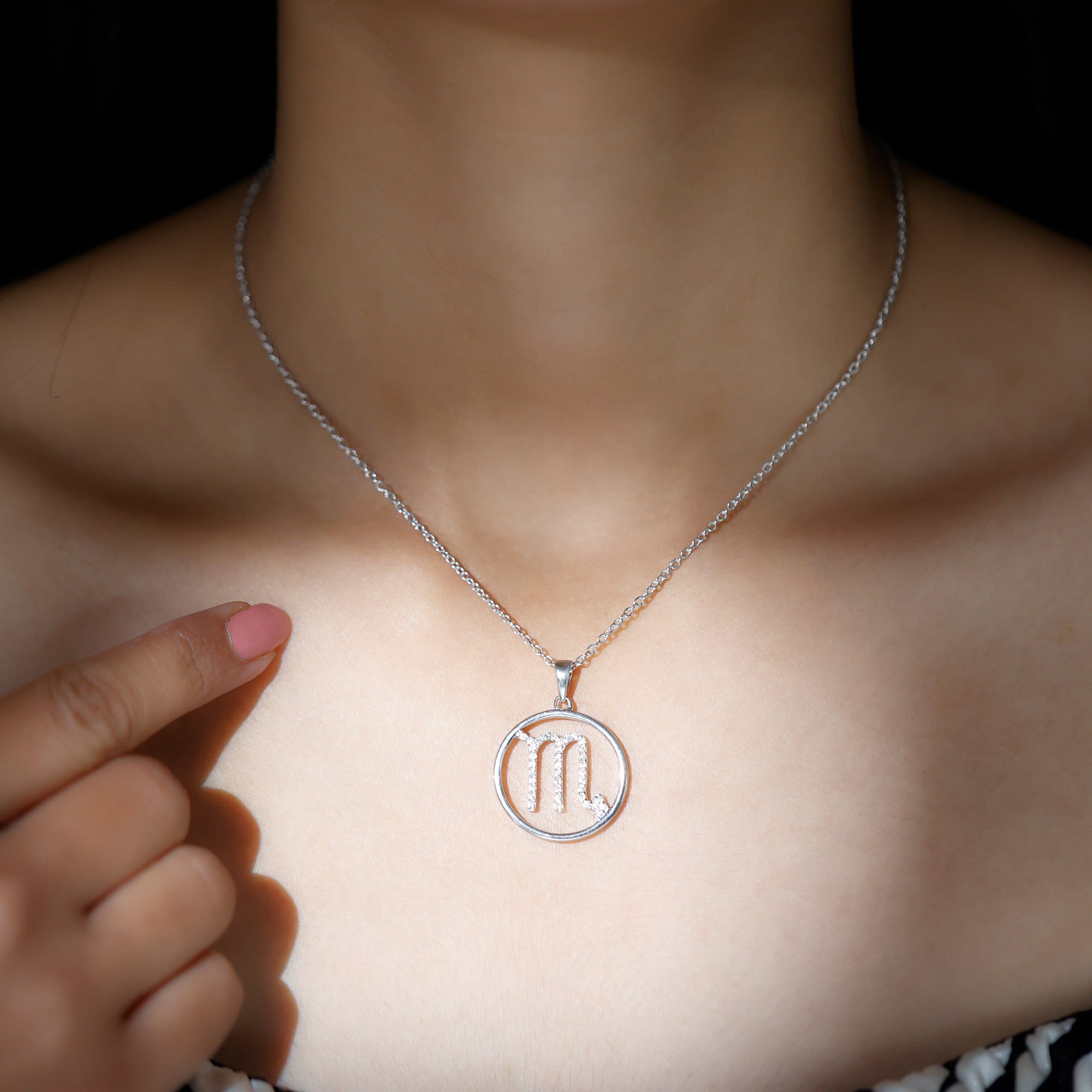 Certified Moissanite Scorpio Zodiac Pendant Necklace D-VS1 - Rosec Jewels