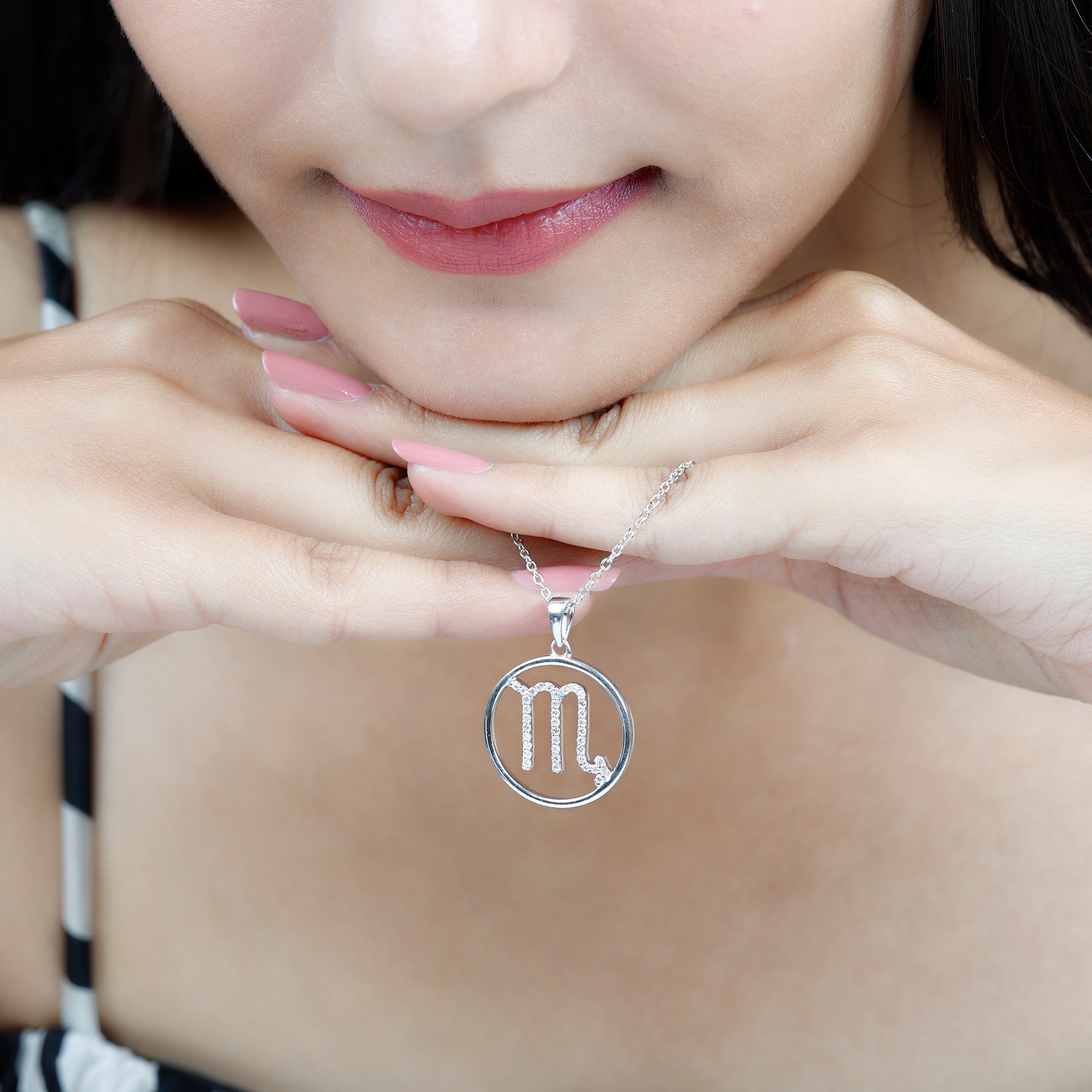 Certified Moissanite Scorpio Zodiac Pendant Necklace D-VS1 - Rosec Jewels