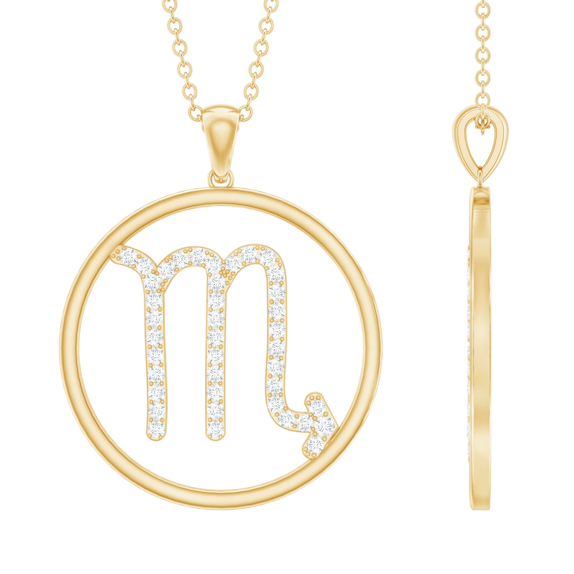 Certified Moissanite Scorpio Zodiac Pendant Necklace D-VS1 - Rosec Jewels