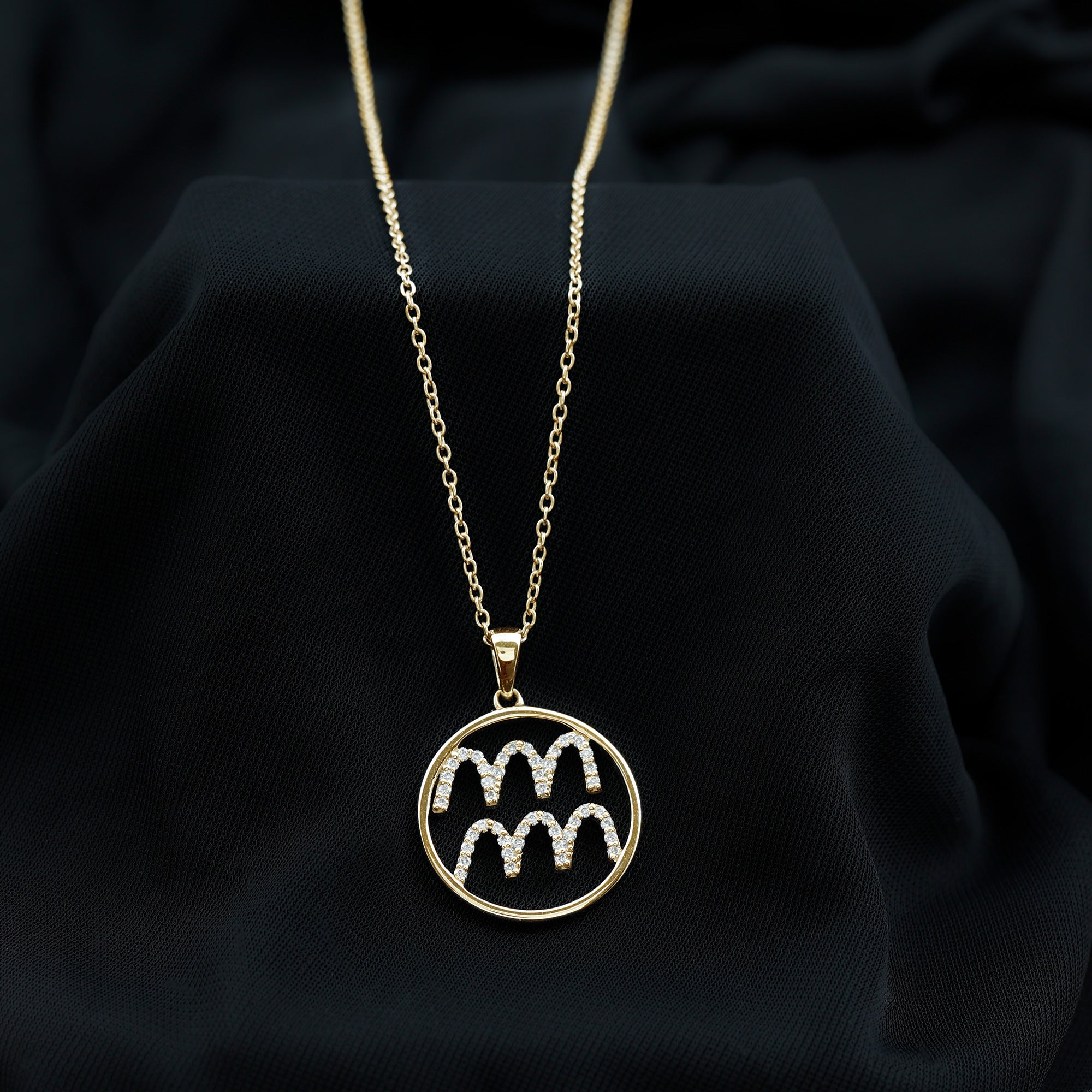 Certified Moissanite Zodiac Aquarius Pendant Necklace D-VS1 - Rosec Jewels