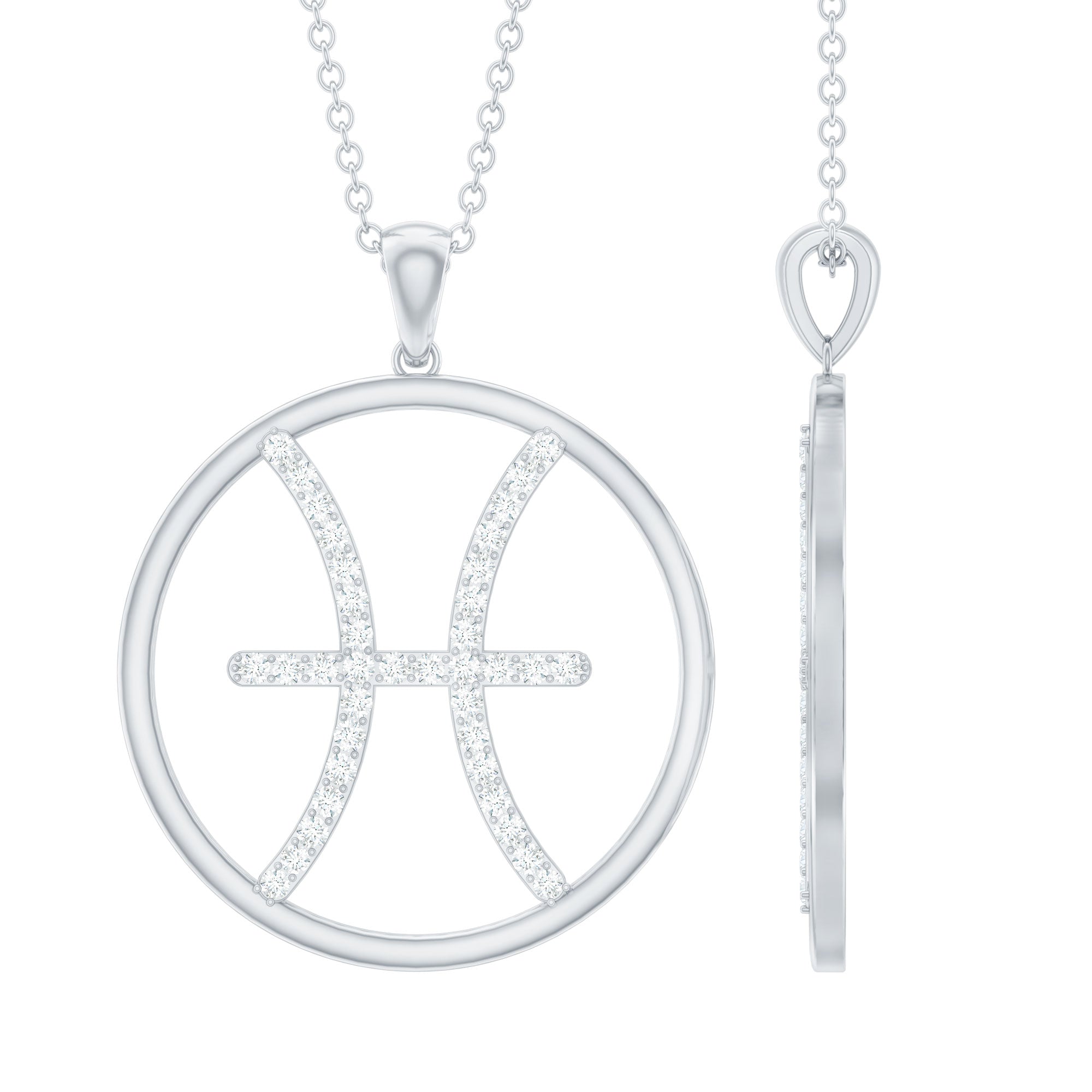Certified Moissanite Pisces Zodiac Sign Pendant Necklace
