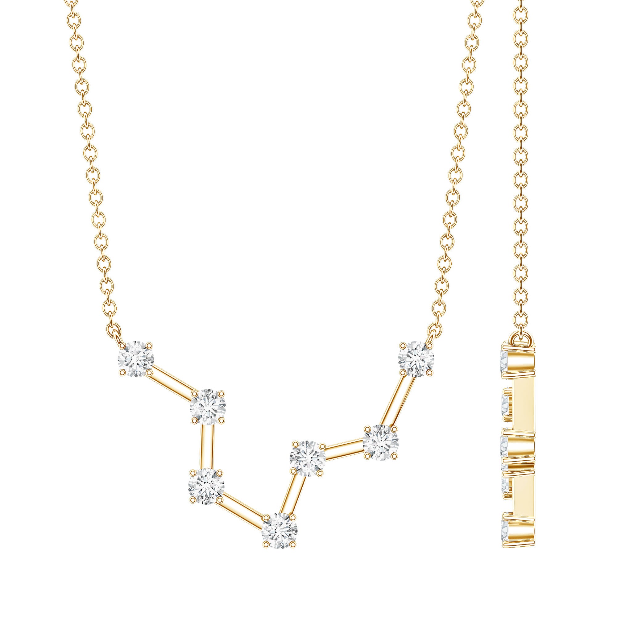 Moissanite Constellation Aquarius Zodiac Sign Necklace D-VS1 - Rosec Jewels