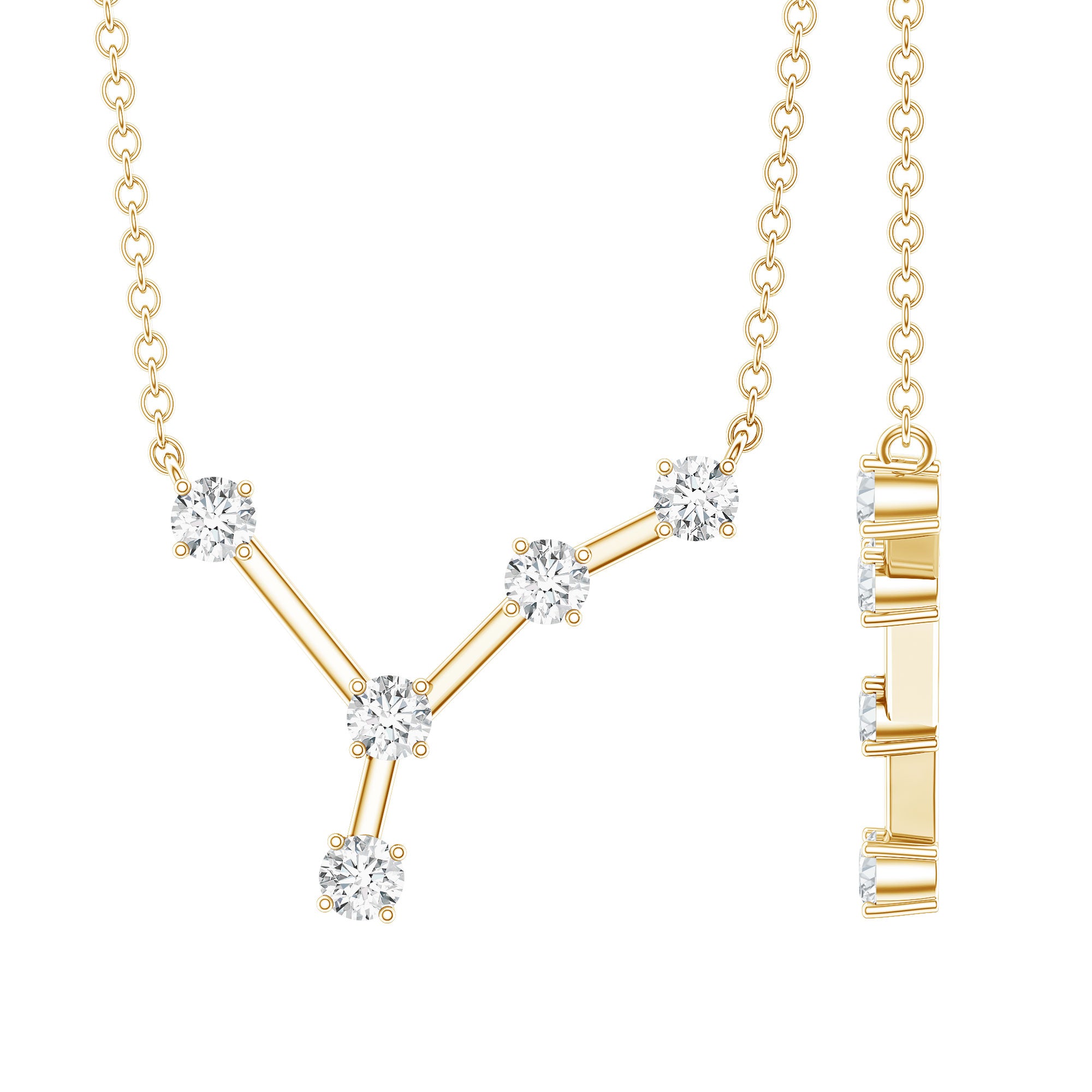 Moissanite Cancer Zodiac Constellation Necklace D-VS1 - Rosec Jewels