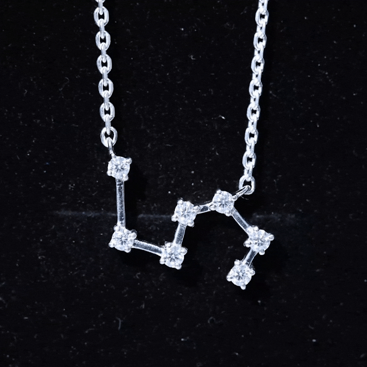 Moissanite Constellation Leo Zodiac Sign Necklace D-VS1 - Rosec Jewels