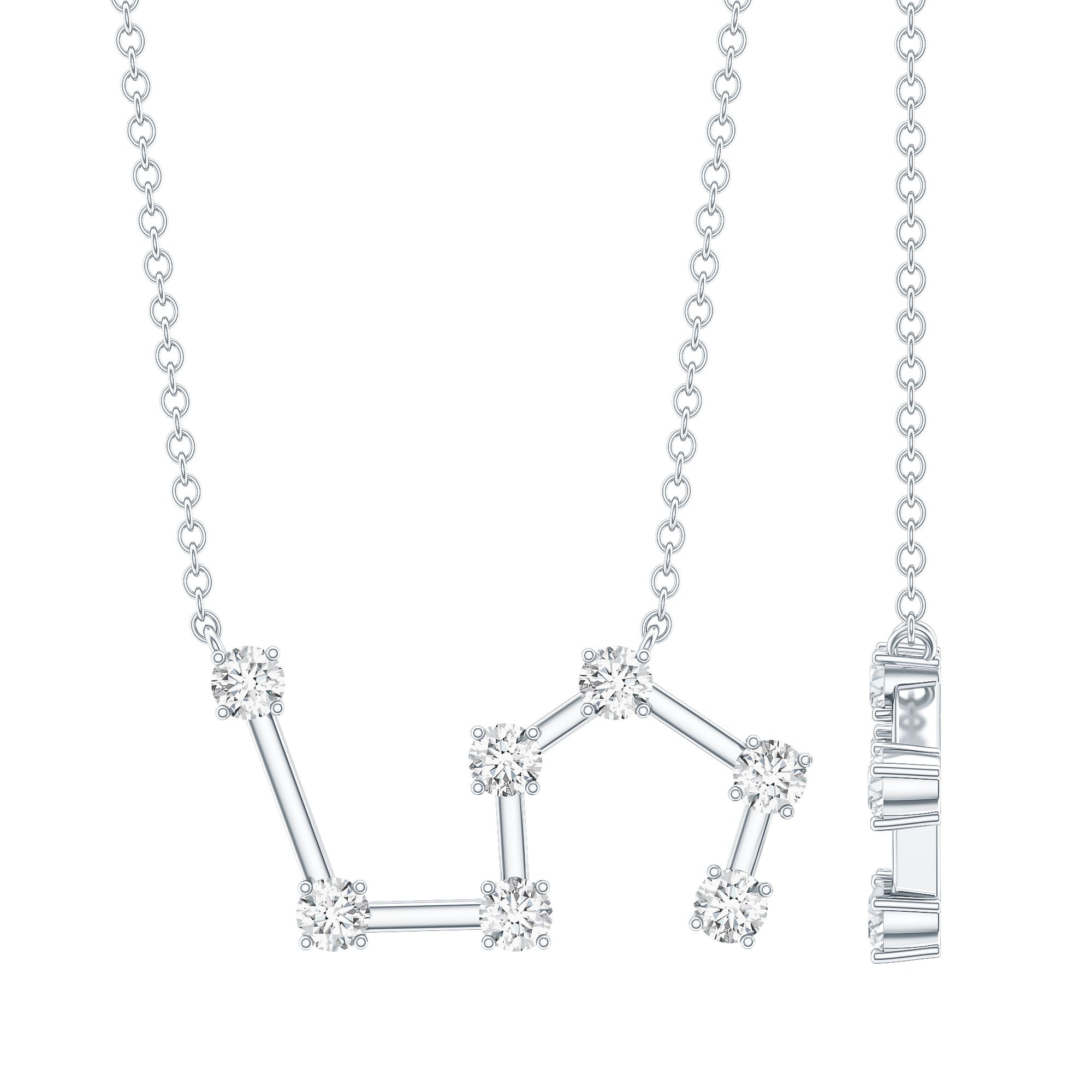 Moissanite Constellation Leo Zodiac Sign Necklace D-VS1 - Rosec Jewels