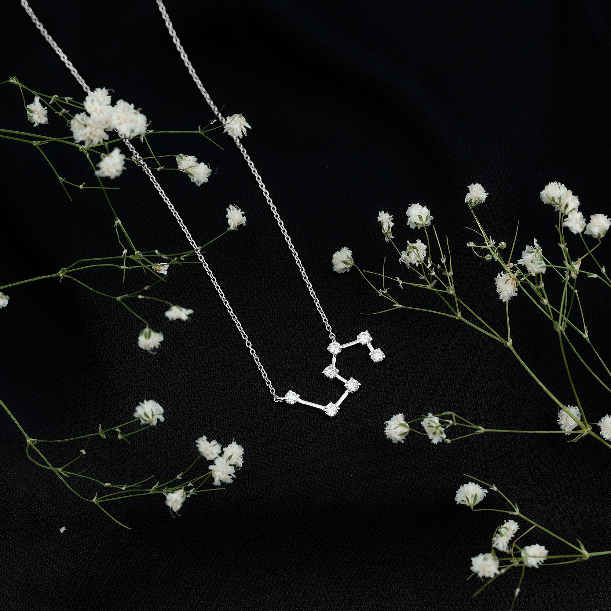 Moissanite Constellation Leo Zodiac Sign Necklace D-VS1 - Rosec Jewels