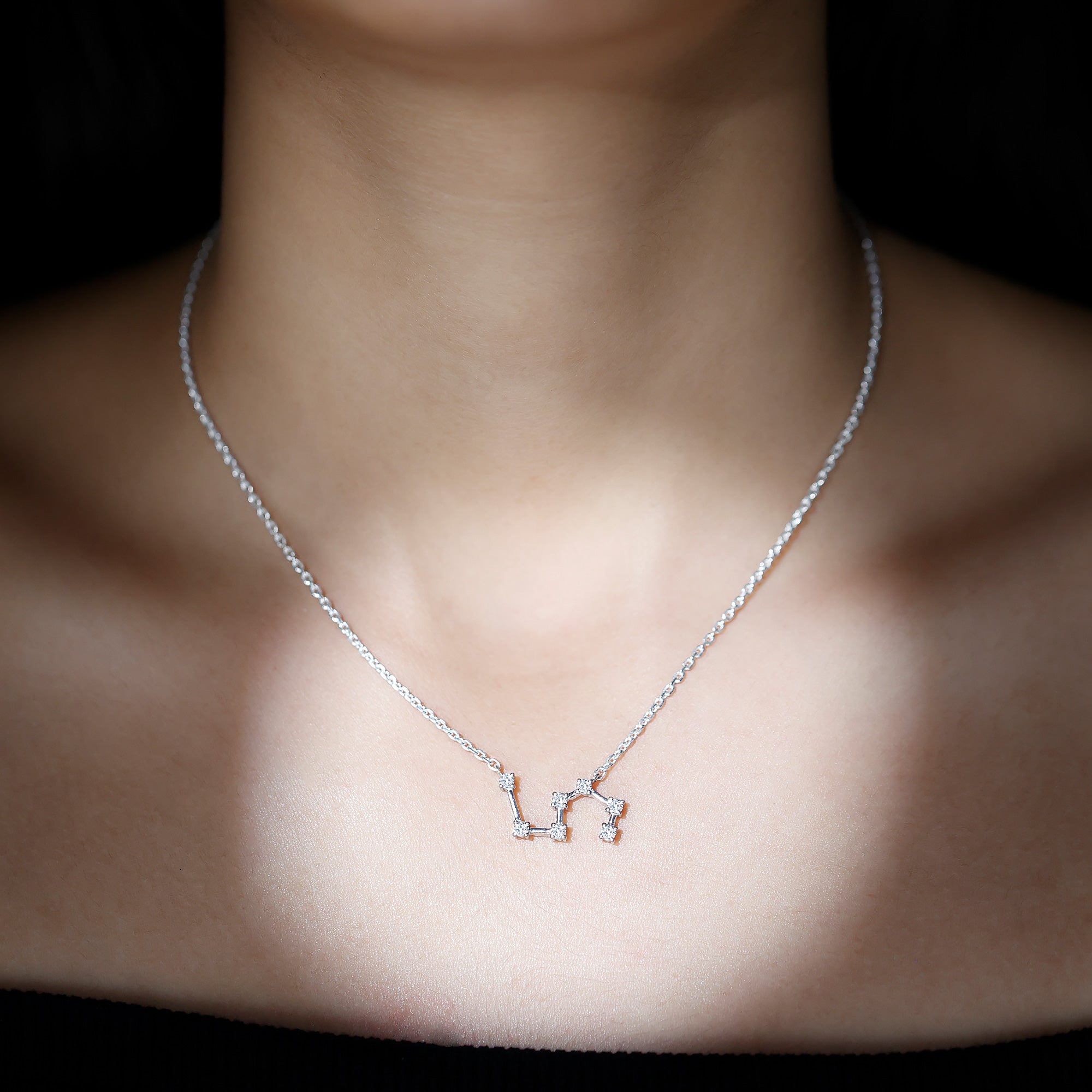 Moissanite Constellation Leo Zodiac Sign Necklace D-VS1 - Rosec Jewels