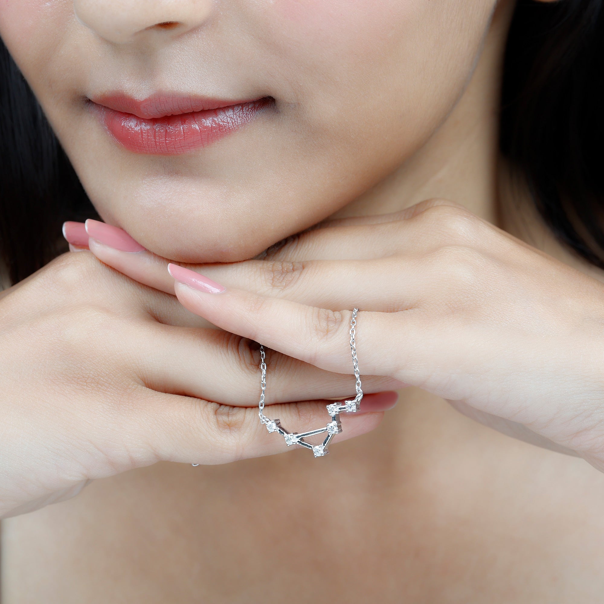 Certified Moissanite Constellation Libra Zodiac Sign Necklace D-VS1 - Rosec Jewels