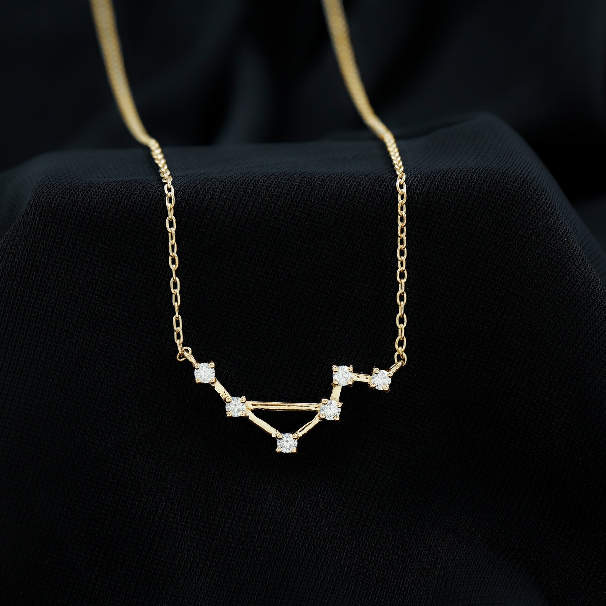 Certified Moissanite Constellation Libra Zodiac Sign Necklace D-VS1 - Rosec Jewels