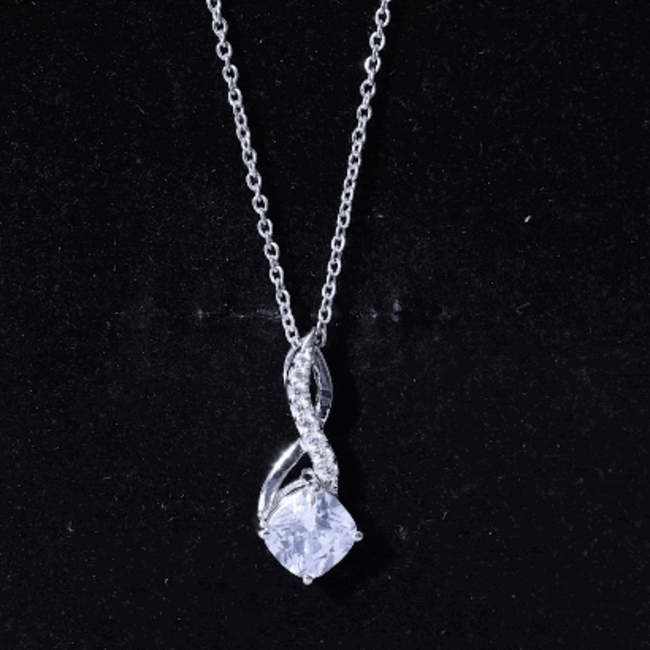 2 Carat Cushion Cut Cubic Zirconia Infinity Necklace for Women AAAAA 92.5 Sterling Silver - Rosec Jewels