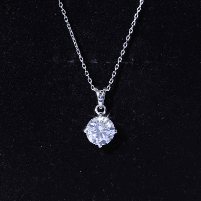 2 Carat Round Cubic Zirconia Solitaire Pendant Necklace AAAAA - Rosec Jewels