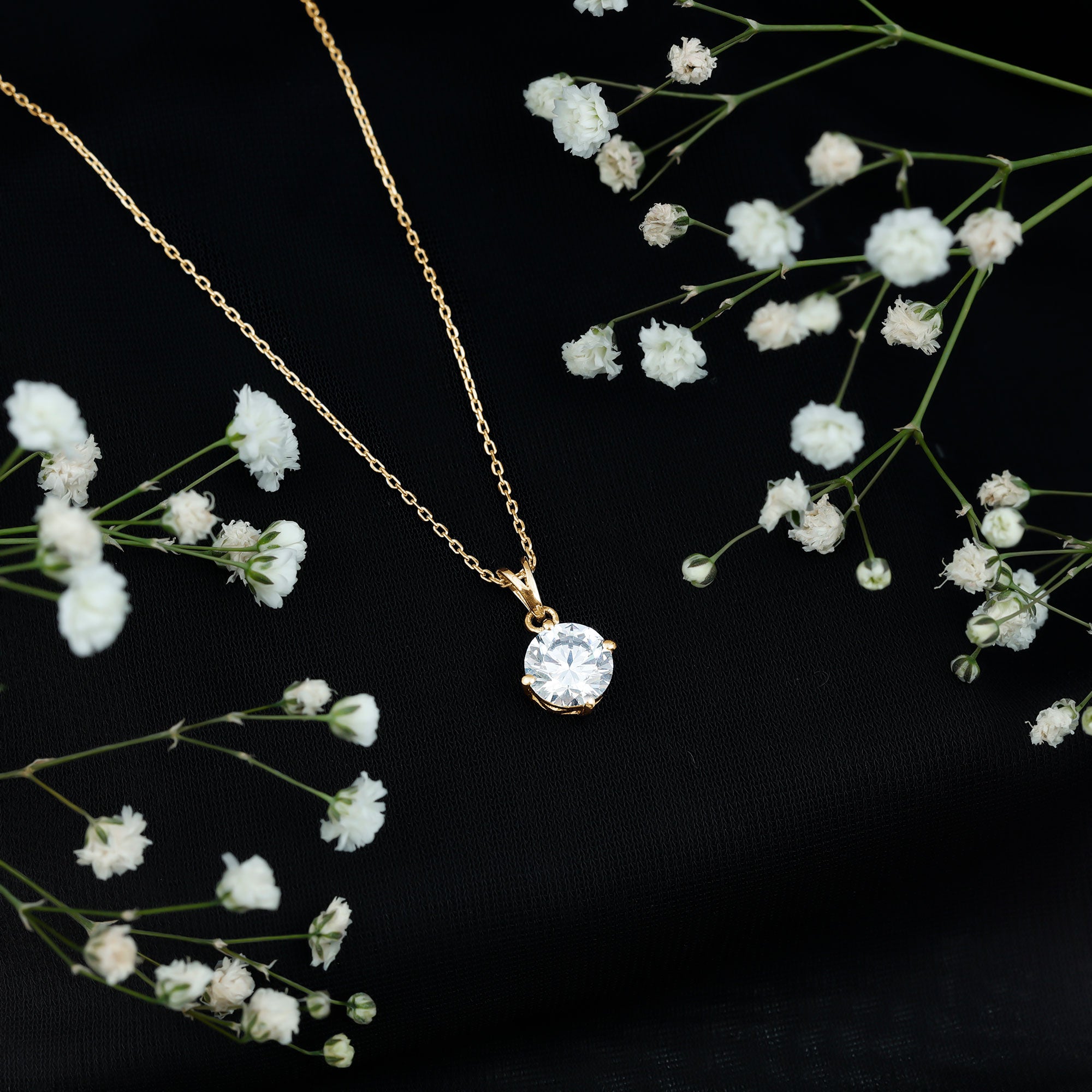 2 Carat Round Cubic Zirconia Solitaire Pendant Necklace AAAAA - Rosec Jewels