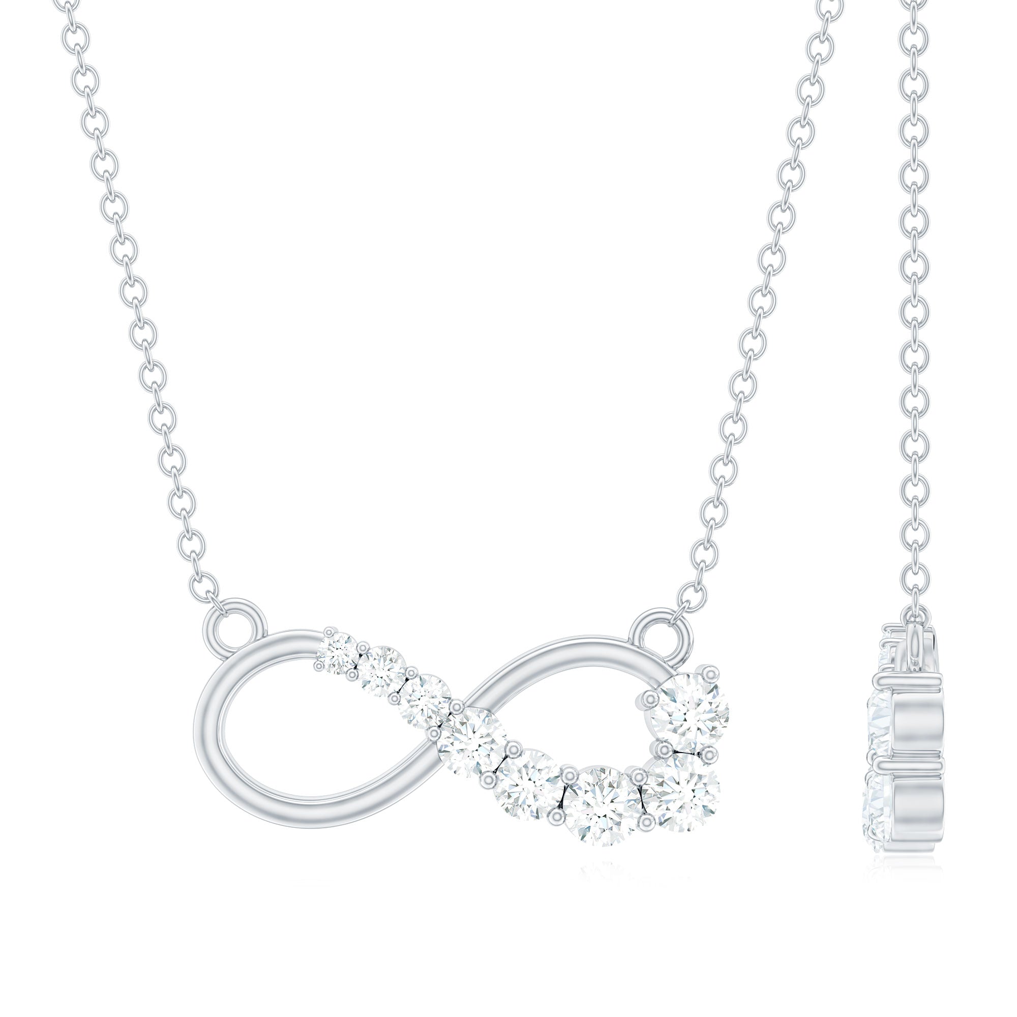 Certified Moissanite Infinity Necklace D-VS1 - Rosec Jewels