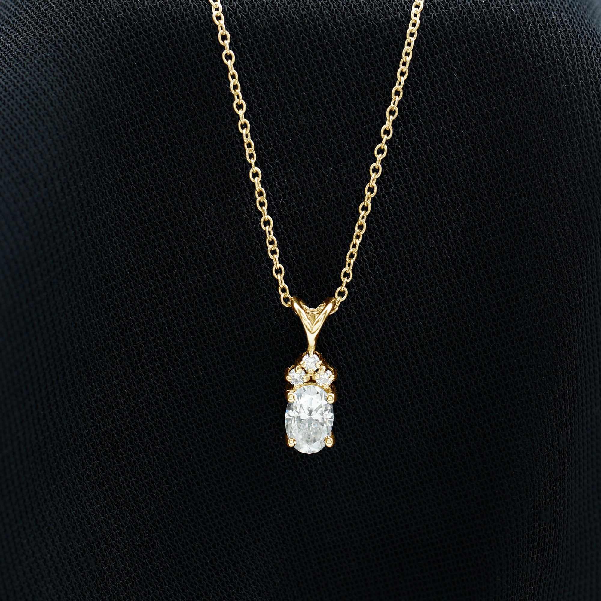 Oval and Round Cut Moissanite Pendant Necklace for Women D-VS1 - Rosec Jewels
