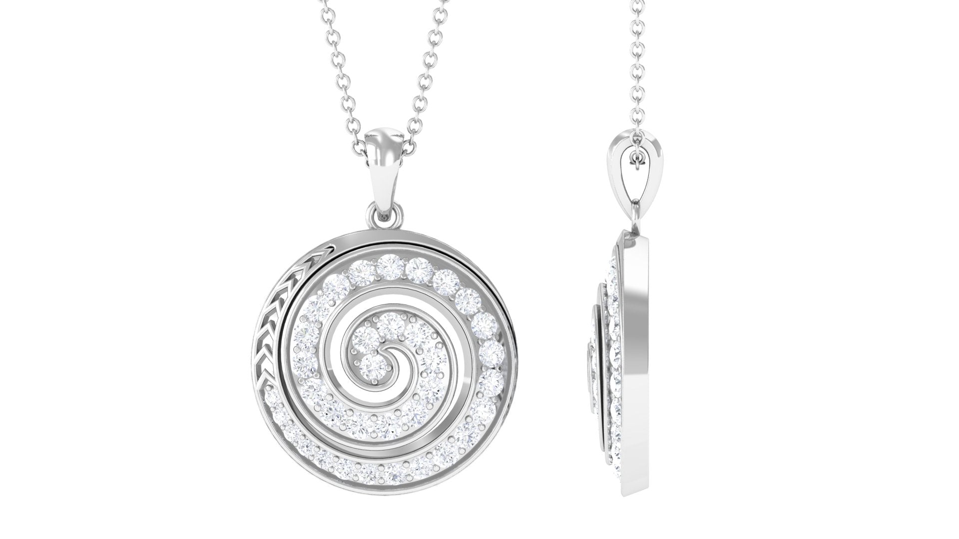 1.25 CT Round Cut Moissanite Swirl Pendant in Gold