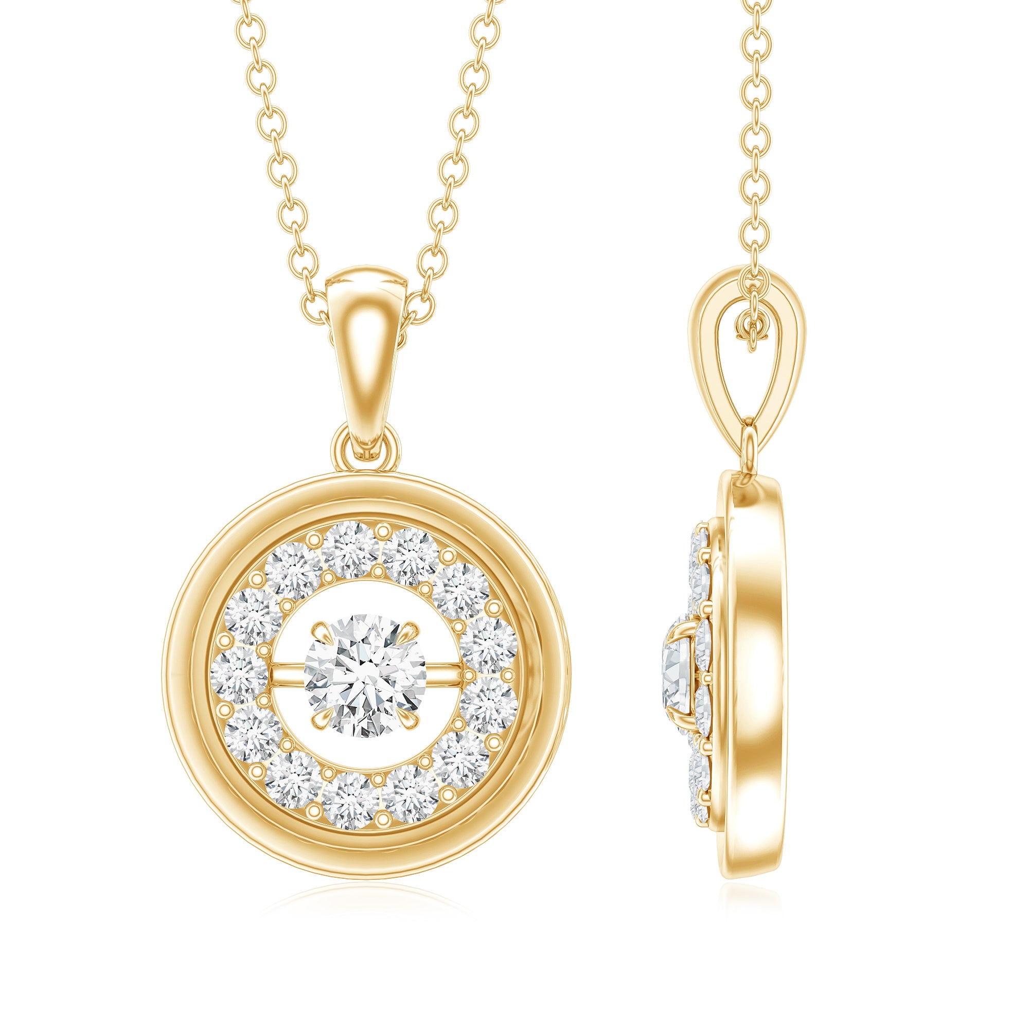 Certified Moissanite Classic Halo Pendant D-VS1 - Rosec Jewels