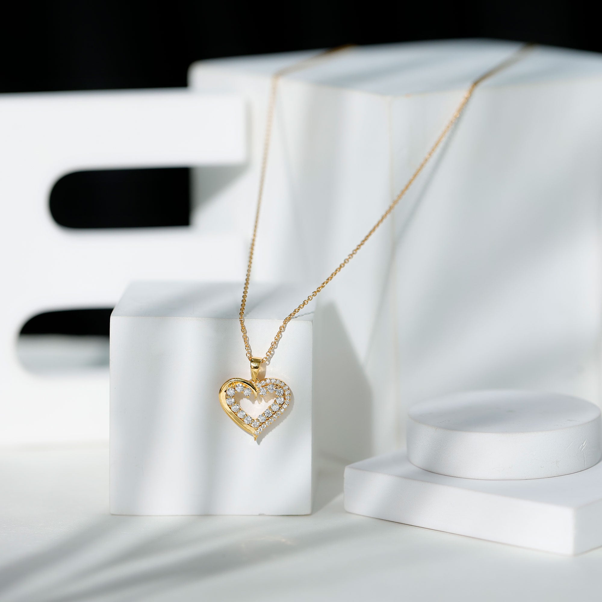 1 Carat Certified Moissanite Open Heart Pendant D-VS1 - Rosec Jewels