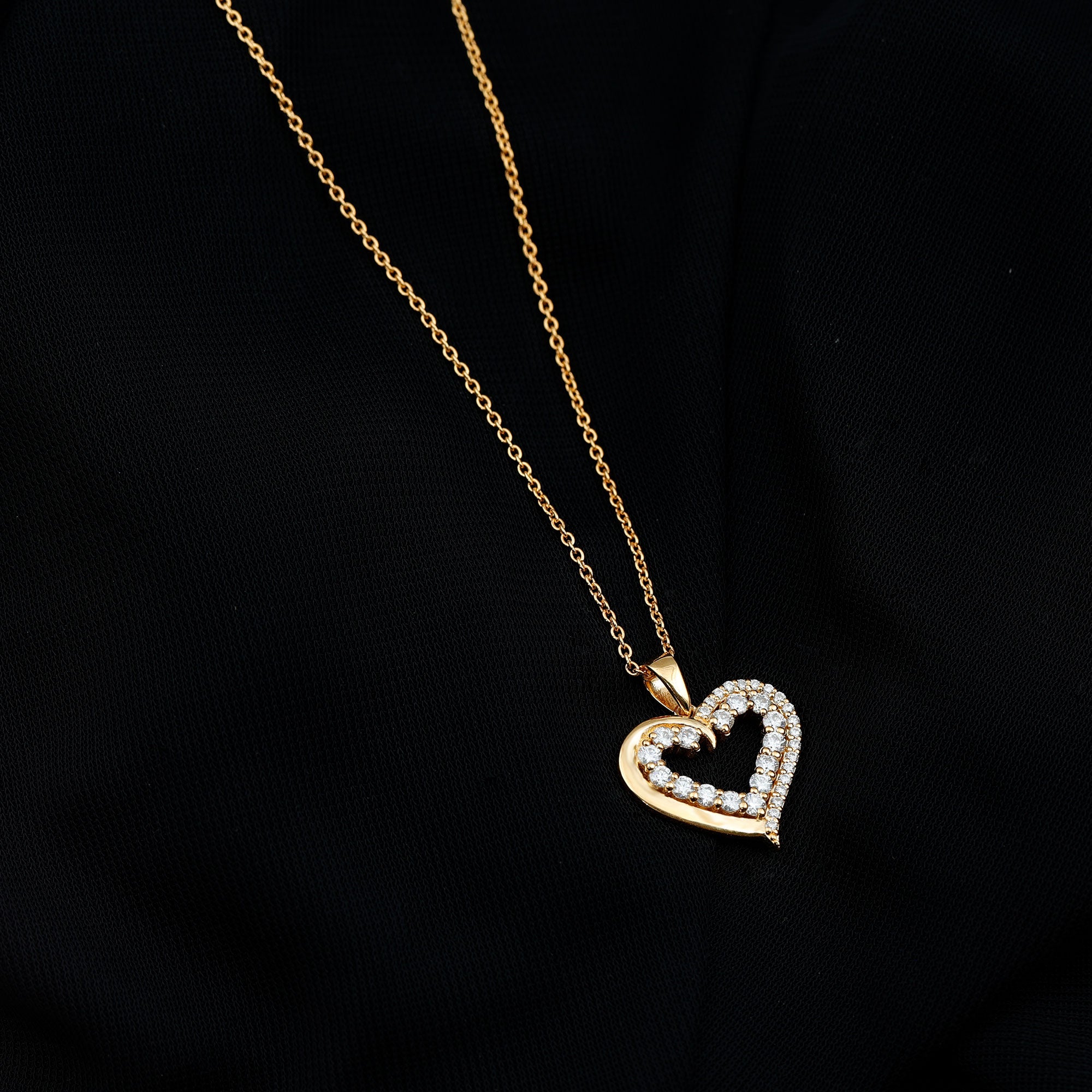 1 Carat Certified Moissanite Open Heart Pendant D-VS1 - Rosec Jewels