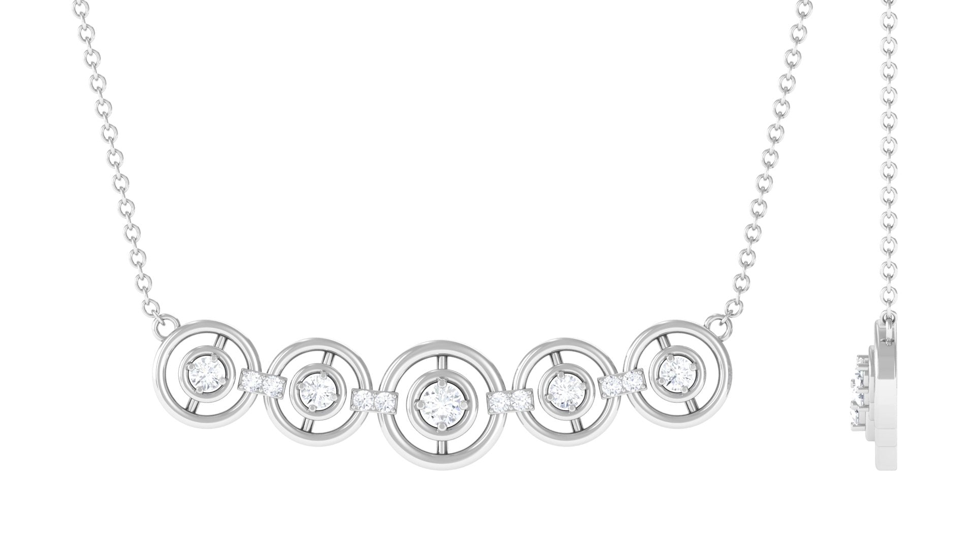 Certified Round Moissanite Bar Necklace for Women