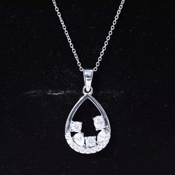Designer Moissanite Teardrop Pendant Necklace D-VS1 - Rosec Jewels