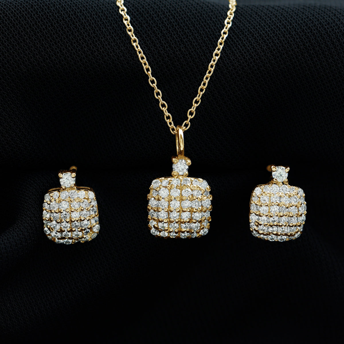 Round Moissanite Matching Necklace and Earrings Set D-VS1 - Rosec Jewels