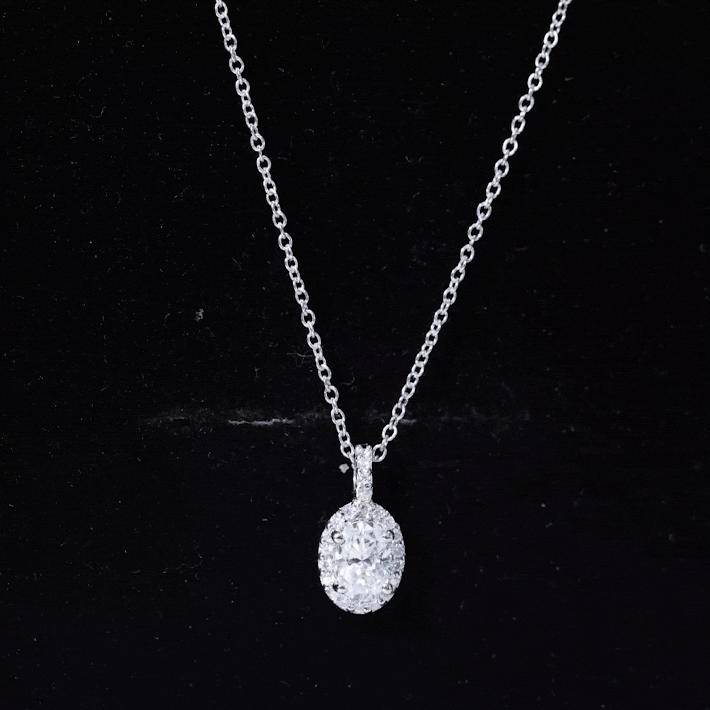 4X6 MM Oval Moissanite Bridal Pendant Necklace D-VS1 - Rosec Jewels