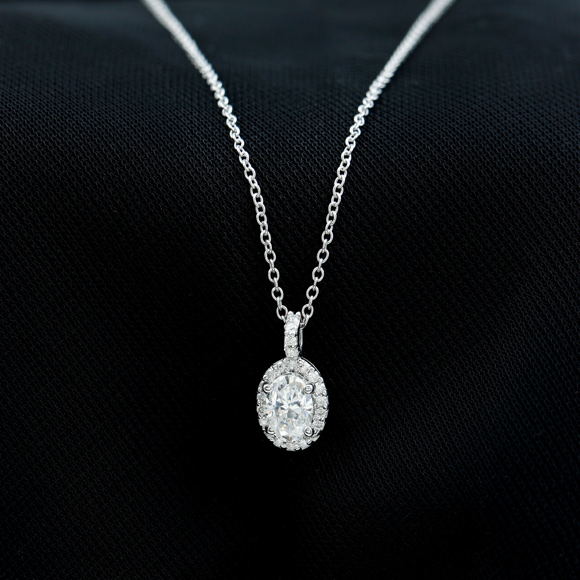 4X6 MM Oval Moissanite Bridal Pendant Necklace D-VS1 - Rosec Jewels