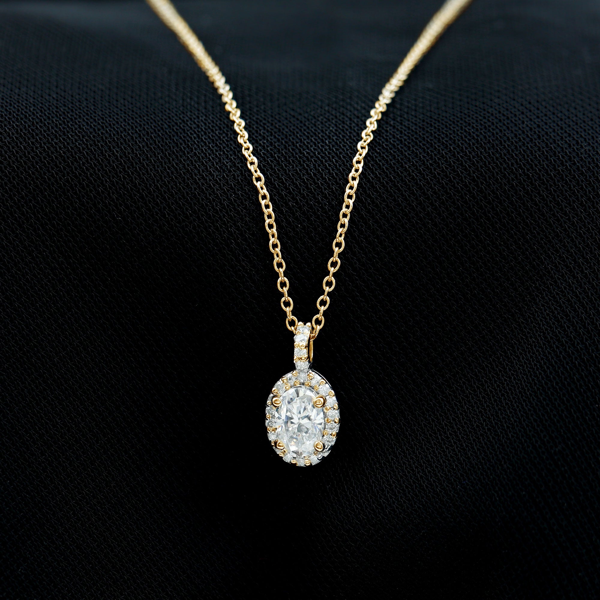 4X6 MM Oval Moissanite Bridal Pendant Necklace D-VS1 - Rosec Jewels
