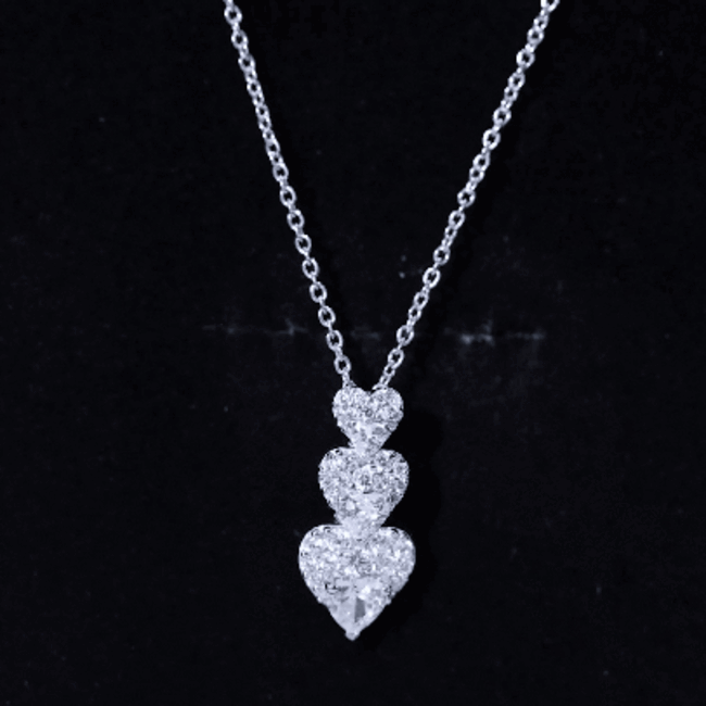 Certified Moissanite Dangle Heart Pendant Necklace D-VS1 - Rosec Jewels