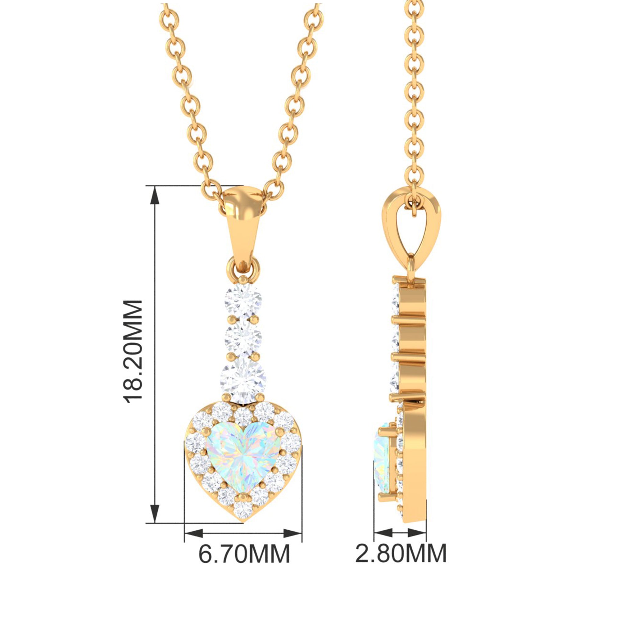 Ethiopian Opal Heart Pendant Necklace with Diamond Halo Ethiopian Opal - ( AAA ) - Quality - Rosec Jewels