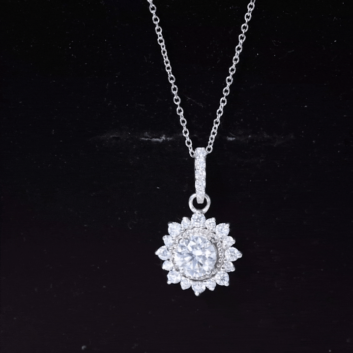 1 Carat Moissanite Vintage Inspired Necklace for Wedding D-VS1 92.5 Sterling Silver - Rosec Jewels