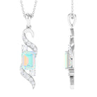 Certified Ethiopian Opal Pendant Necklace with Diamond Ethiopian Opal - ( AAA ) - Quality - Rosec Jewels