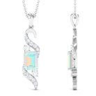 Certified Ethiopian Opal Pendant Necklace with Diamond Ethiopian Opal - ( AAA ) - Quality - Rosec Jewels