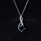 2.25 CT Cushion Cut Black Spinel and Diamond Infinity Pendant Necklace Black Spinel - ( AAA ) - Quality - Rosec Jewels