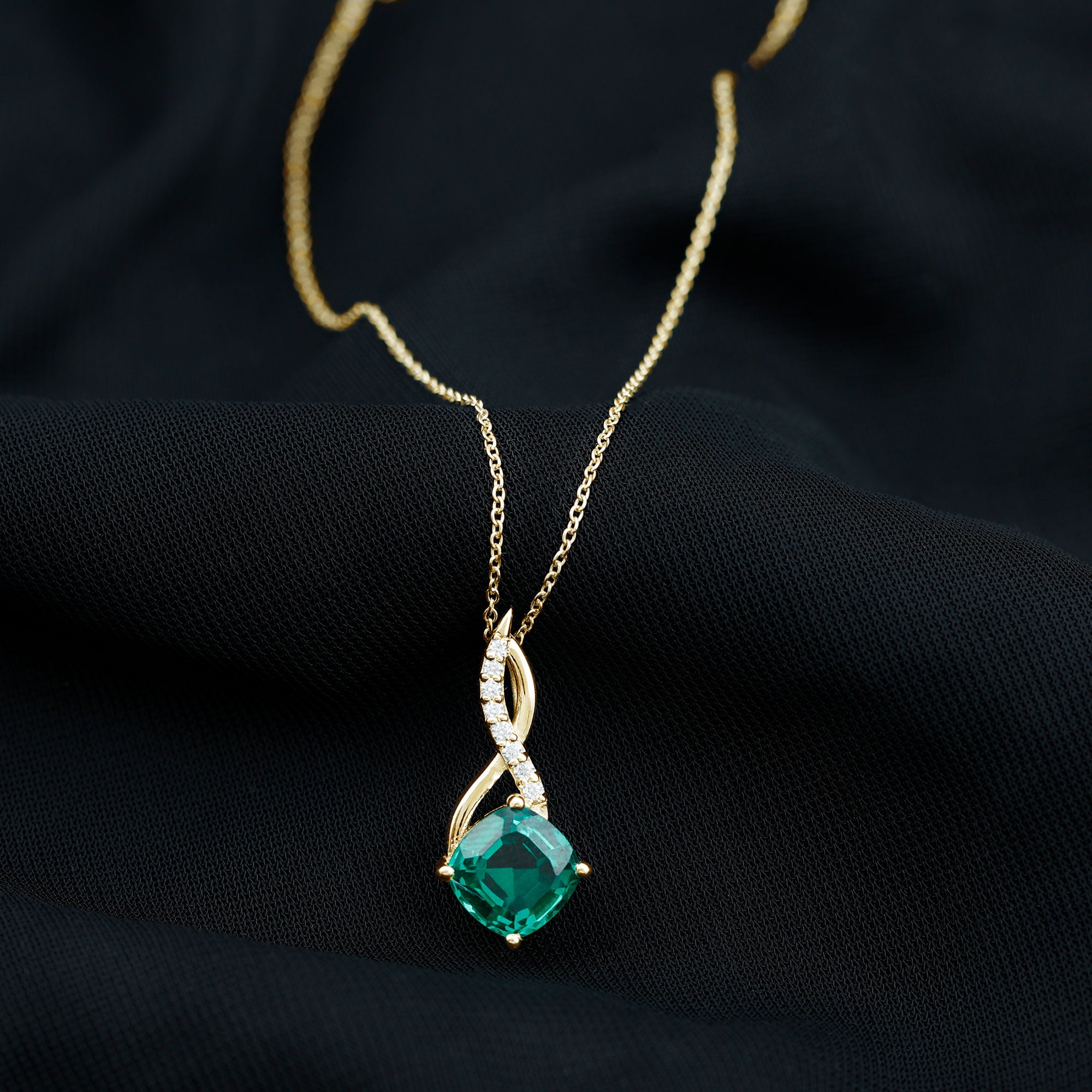 Certified Lab Created Emerald Infinity Necklace with Moissanite AAAA - Rosec Jewels