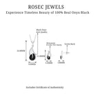 Minimal Teardrop Silver jewelry Set with 3 CT Pear Cut Black Onyx and moissanite stones - Rosec Jewels